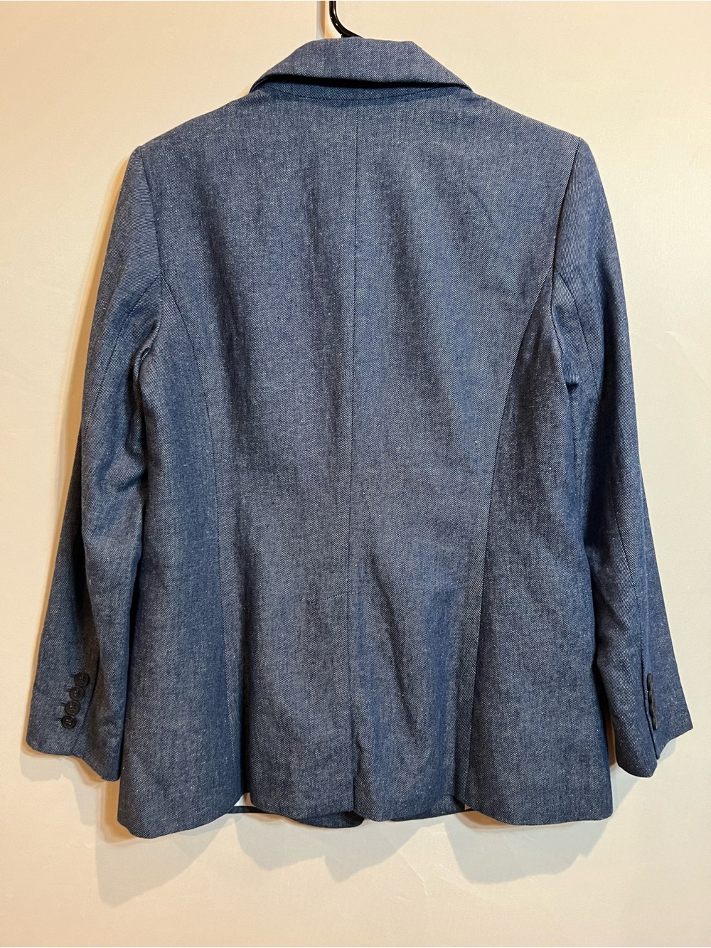 Talbots Denim Blue Cotton Linen Single Button Blazer Jacket - Picture 10 of 11
